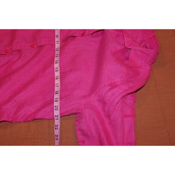 Chicos Womens Button-Up Fuchsia Linen Shirt Size 2x - Picture 8 of 9